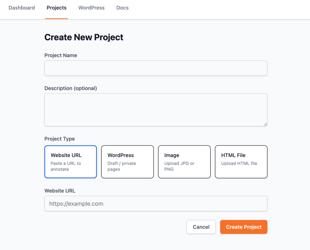WordPress feedback tool interface for reviewing and commenting on unpublished pages