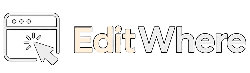 EditWhere white logo on a transparent background